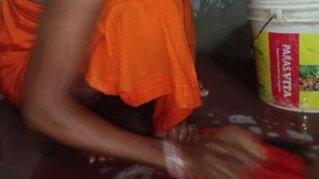 Newly Married Wife Bathing Nude  in Public Bathroom