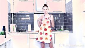 Displaying my bushy muff while in the kitchen