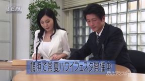 sexy Asian news anchor gets fingered live on cam during hot show