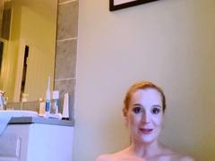 Webcam busty blonde stripped covered by oil anal masturbate