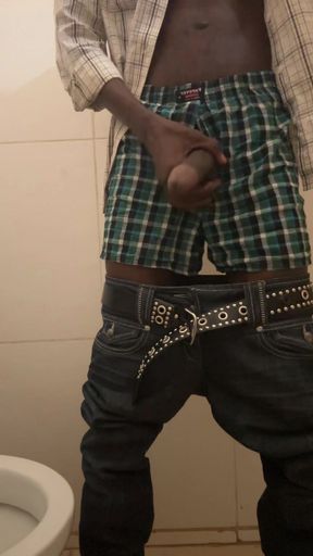 Bro got horny at work he had to beat his meat in the washroom