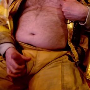 Jerkoff and Cum on Firefighter Turnout Gear