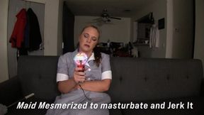 Maid Evangeline mesmerized to masturbate and jerk master off 02