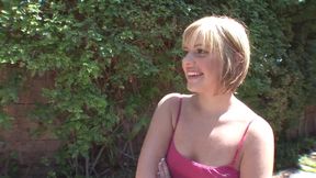 Blonde gets both holes stretched out by a monster cocks hard thrusts