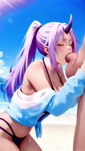 Shion from that time i got reincarnated as a slime, does a perfect deepthroat with your long penis and will swallow&hellip;   Clip 1