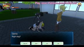 Mean girl mistress dominatrix takes her boy for a walk