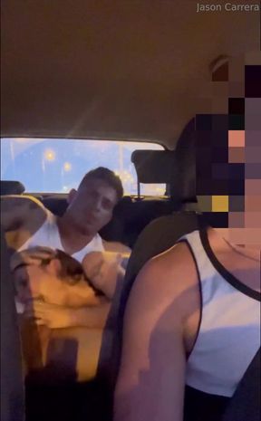Fucking Tiny Lil Babe in the Uber, She Is so Horny That Jerks off the Driver - Massy Sweet