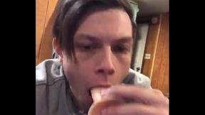 Solo Boy 18+ Deepthroats Dildo in Intense Gay Blowjob Session