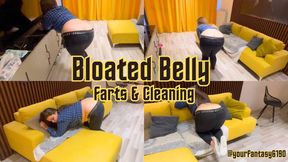 Bloated And Nasty! Yourfantasy6190 Farts As She Cleans Her Living Room!