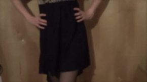 Twink Crossdresser Strips in Dress and Panties