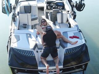 mother I'd like to fuck getting her vagina licked on a boat in the midst of the lake