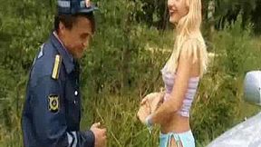 Russian Blonde Gets Pounded by Policeman in Uniform