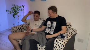 step-brother got caught jerking off his big cock