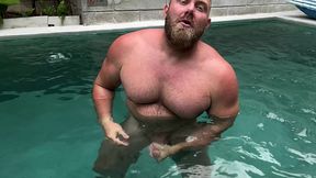 solo masturbating in the pool.