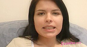 Zuzinka shows how to use a condom