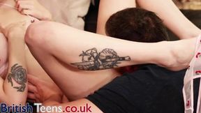 British amateur Giggie Rouge deepthroats and takes a messy facial in her homemade video