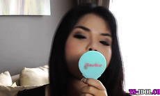 Ladyboy strokes and cums