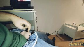 Jerks of to Porn All Night. and Fills a Condom to Cum.