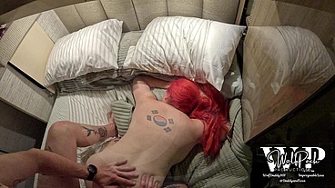 MtF Asian redhead transsexual shemale tranny trap cum dump ImpregnableLexa getting fucked for the first time in the new RV by Daddy Dominant WolfDaddy901 after deepthroat blowjob ending in anal cr