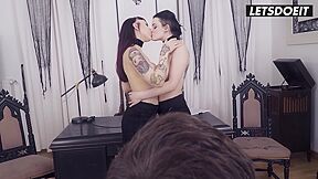 Goth Secretaries Fuck Each Other At The Office