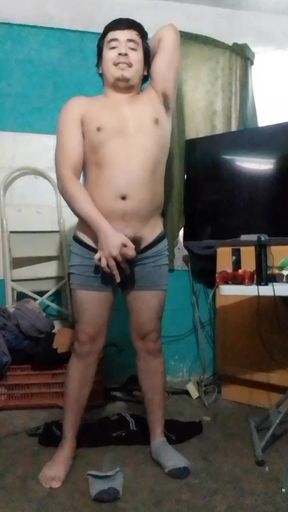 Jesus in boxer pulling his penis #34