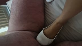 She made me polish her white patent heels, size 36, on our date