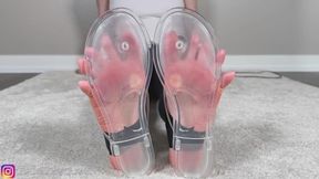 Soles in Clear Sandals and Stirrup Leggings Tease