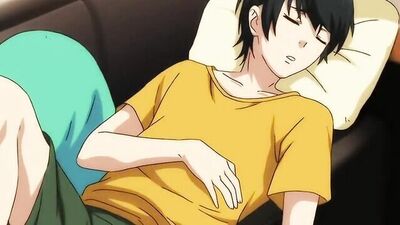 Big-titted Anime Redhead tests her tight pussy and sucks off like a pro