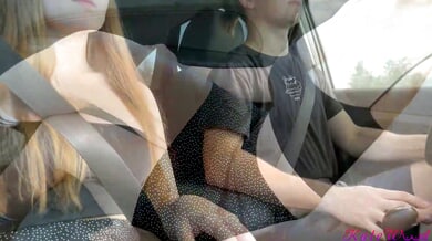 Young woman gets a ride and takes things further with the driver in his car