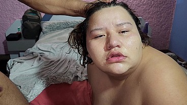 A very sloppy face fuck to the bottom in my throat