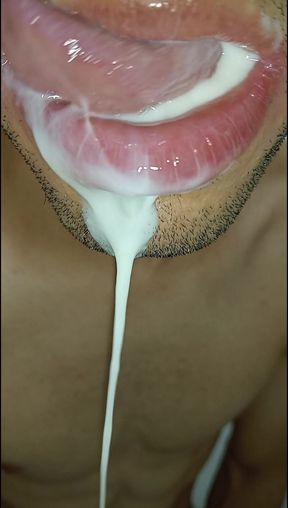 Cum in My Mouth, Play with Your Cum and Swallow It, Sexy Naughty Femboy Trans