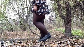 Mother-in-law Pees Doggy Style in a Light Summer Dress