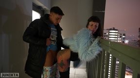 spontaneous sex with a stranger in an elevator, on a public balcony, in the entrance (full)