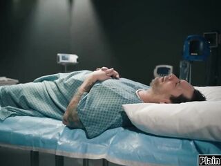 Guy panics when that guy finds his knob is totally gone.In the basement of the hospital hes SHOCKED to discover the nurse and a demon with his dic