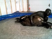 Wet gasmasked Orca frogman humps and struggles with another frogman