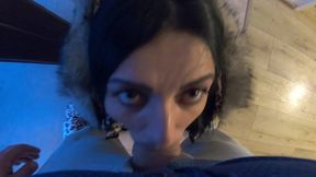 facefucked, covered in cum & burning my glossy puffer jacket