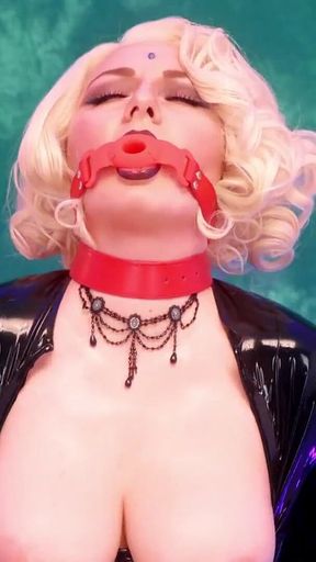 Sexual Erotic Latex Model - Fetish MILF Seduce in Rubber Pin up Blonde Shiny Clothes.
