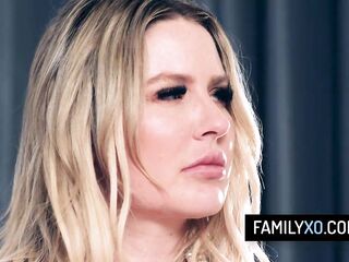 Breasty blond stepmother teaches her stepson and stepdaughter about sex