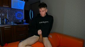 horny college twink edges huge cock until explosive cumshot