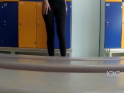in leggings got in school locker room, public masturbation