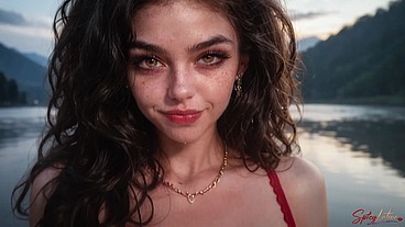 Slutty latina chick gives me her wet holes by the lake [AI]