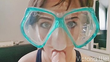 blowjob in a diving mask and sex machine