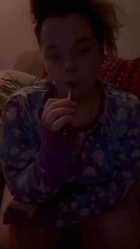 Stoner Baby smokes and makes herself cum over and over again