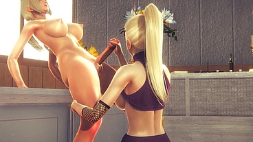 Boruto Hentai - Tsunade Futanari handjob by Ino in temple - Japanese Asian Manga Anime Game Porn