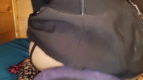 Cute goth girl Scarletmoon rides her first dildo