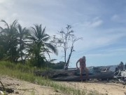 Risky Beach Pet and Pee Play in Panama