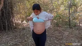 Beautiful Indian Wife Kamini Outdoor Striptease Solo Sex