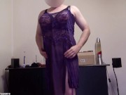 Fake Boobs 5: FF-Cup in purple long dress. Strapon Tits. No Audio.