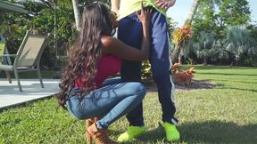 Diamond Jackson sucks cock and her son is none the wiser