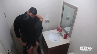 Stepdad catches his stepdaughter in the bathroom fucking